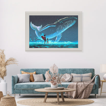 Whale in Night Sky Modern Art Prints Posters-Horizontal Posters NOT FRAMED-CetArt-10″x8″ inches-CetArt