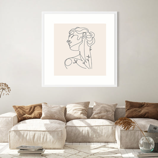 Woman Portrait Line Art Minimalist Poster Art Print For Your Wall-Square Posters NOT FRAMED-CetArt-8″x8″ inches-CetArt