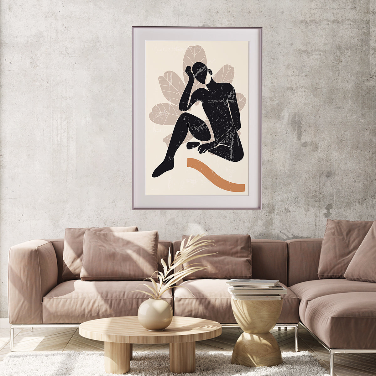 Female Silhouette Beige Minimalist Poster Wall Art Decor-Vertical Posters NOT FRAMED-CetArt-8″x10″ inches-CetArt