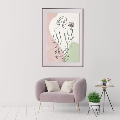 Beautiful Woman Silhouette With Flowers Line Art Modern Abstract Art Posters-Vertical Posters NOT FRAMED-CetArt-8″x10″ inches-CetArt