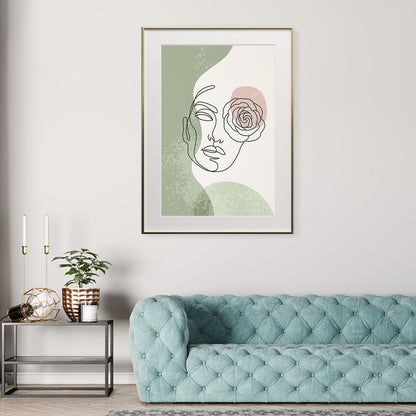 Beautiful Women Face With Flowers Line Art Posters For Home Decor-Vertical Posters NOT FRAMED-CetArt-8″x10″ inches-CetArt