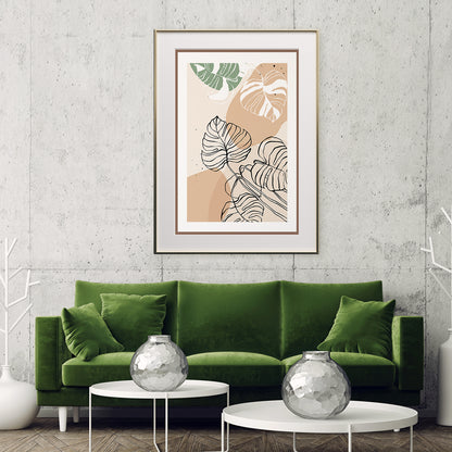 Modern Abstract Leaves Line Art Beige Poster Wall Decorations-Vertical Posters NOT FRAMED-CetArt-8″x10″ inches-CetArt
