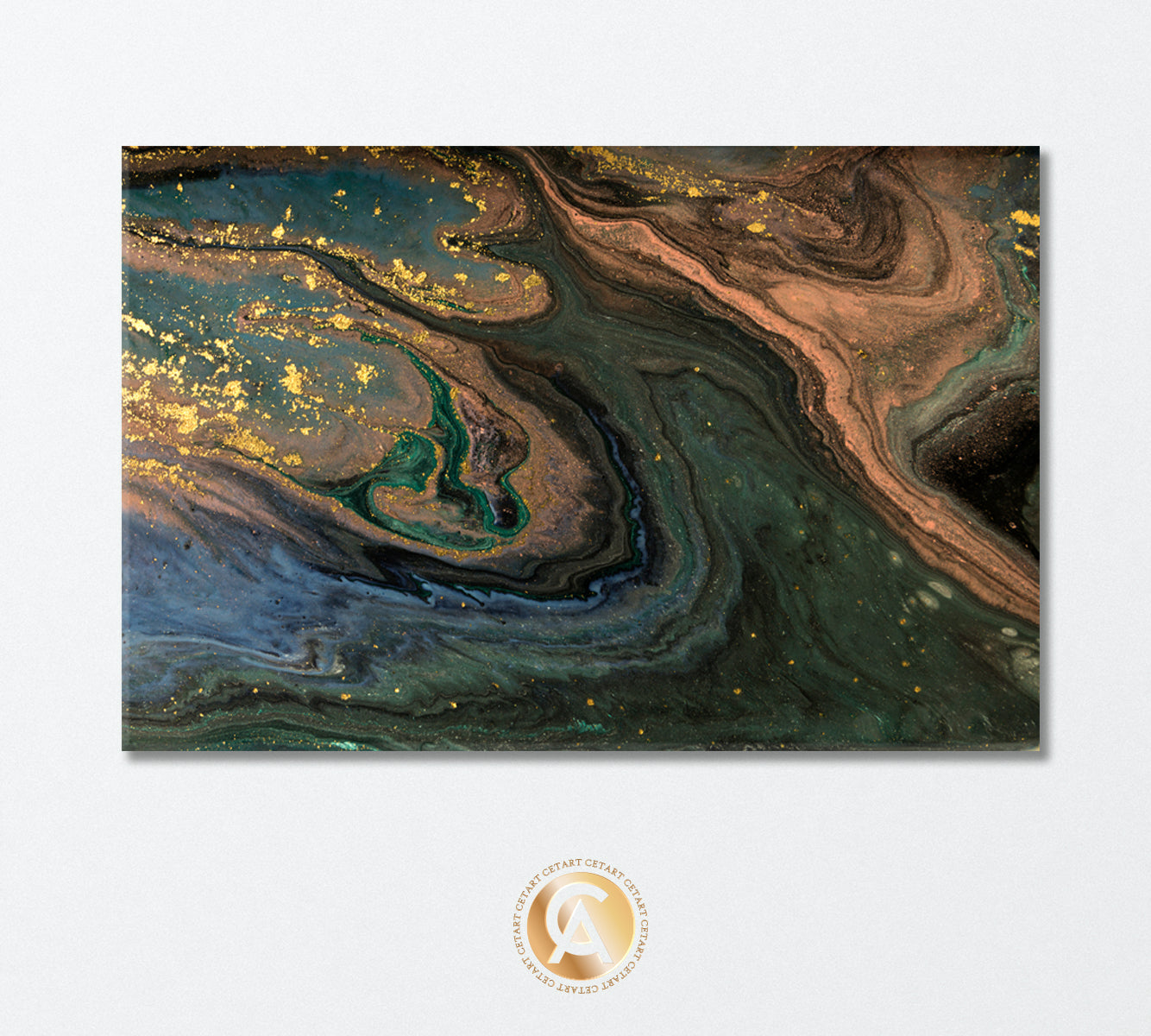 Mixed Dark Green and Brown Marble Canvas Print-Canvas Print-CetArt-1 Panel-24x16 inches-CetArt