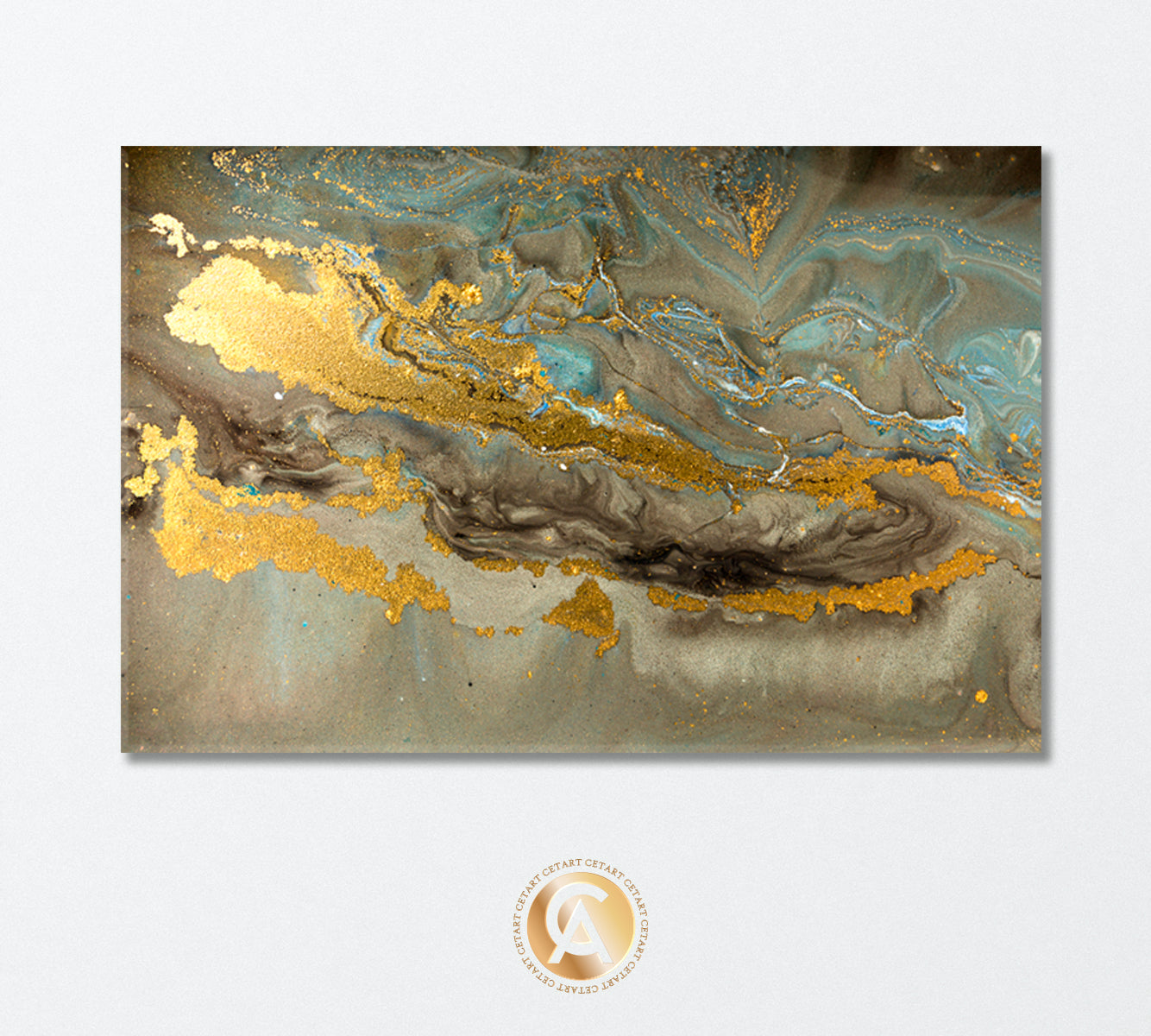 Grey and Gold Marble Pattern Canvas Print-Canvas Print-CetArt-1 Panel-24x16 inches-CetArt