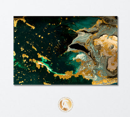 Combination Green Gray and Gold Agate Canvas Print-Canvas Print-CetArt-1 Panel-24x16 inches-CetArt