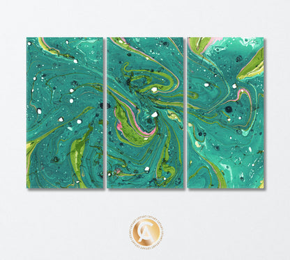 Abstract Turquoise-Green Marble Pattern Canvas Print-Canvas Print-CetArt-3 Panels-36x24 inches-CetArt