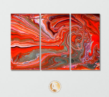 Combination of Red and Gray Agate Canvas Print-Canvas Print-CetArt-3 Panels-36x24 inches-CetArt