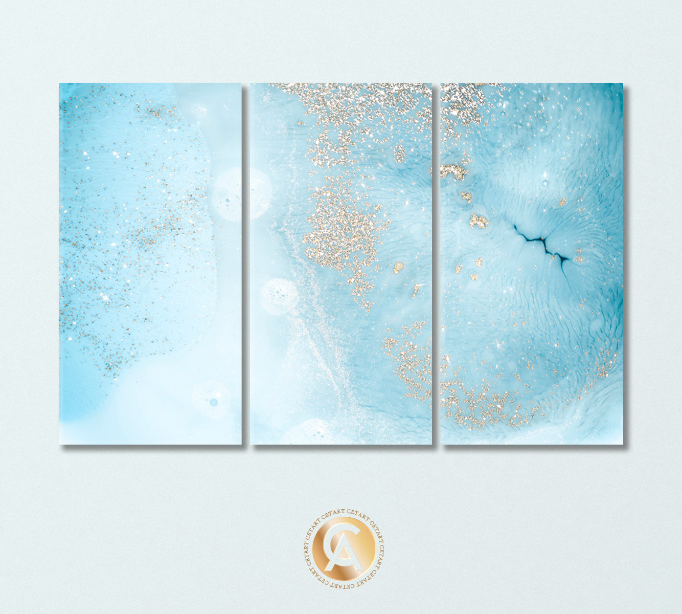 Abstract Soft Blue Curls of Marble Canvas Print-Canvas Print-CetArt-3 Panels-36x24 inches-CetArt