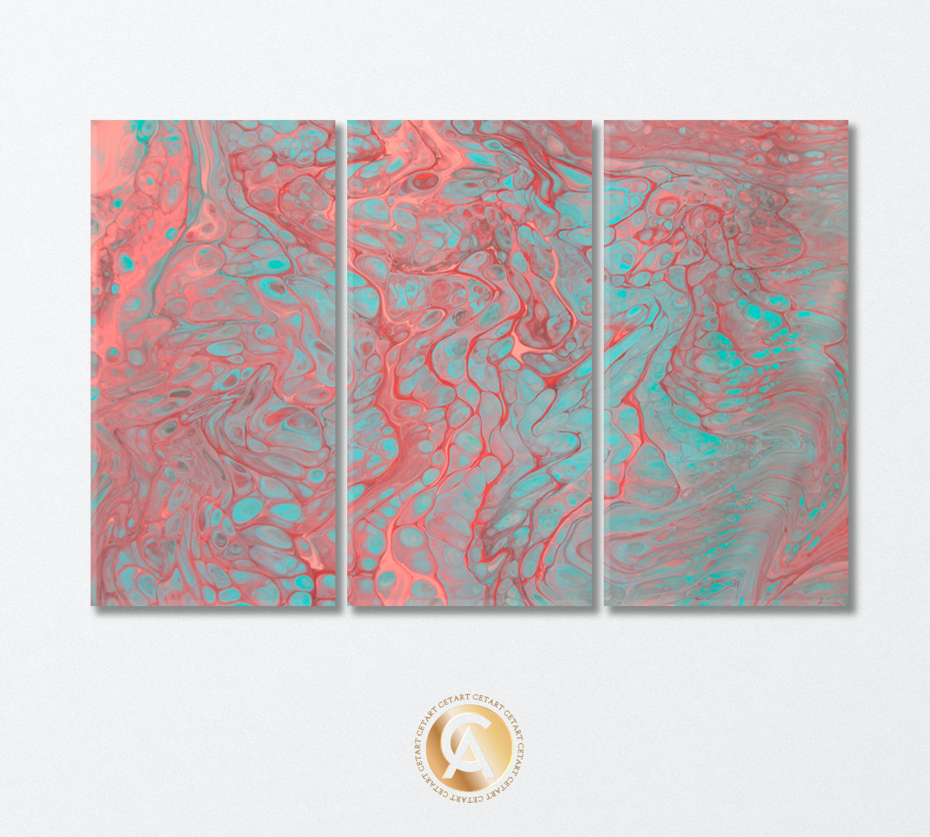 Abstract Pink and Blue Marble Canvas Print-Canvas Print-CetArt-3 Panels-36x24 inches-CetArt