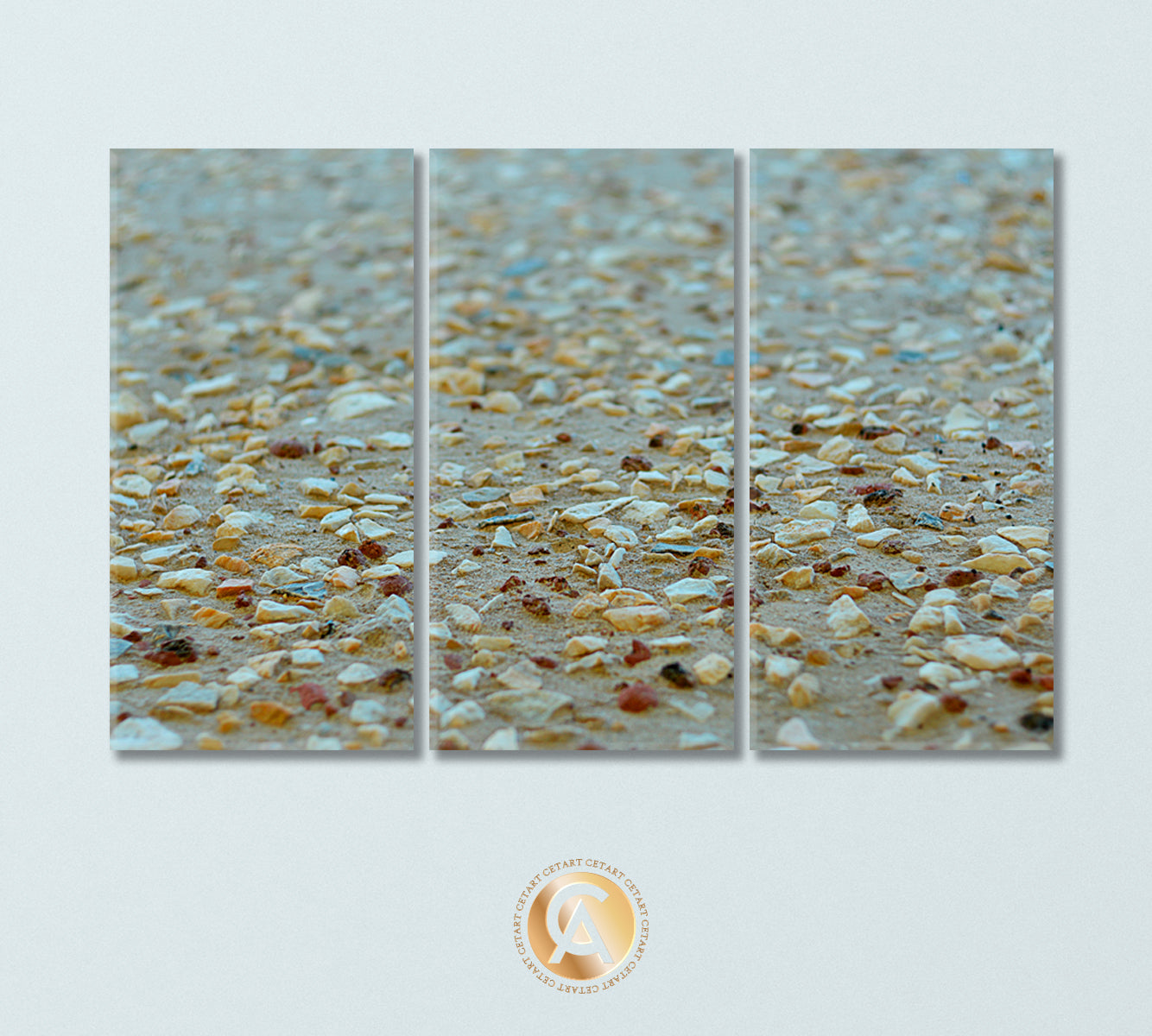 White Pebbles on a Sandy Beach Canvas Print-Canvas Print-CetArt-3 Panels-36x24 inches-CetArt
