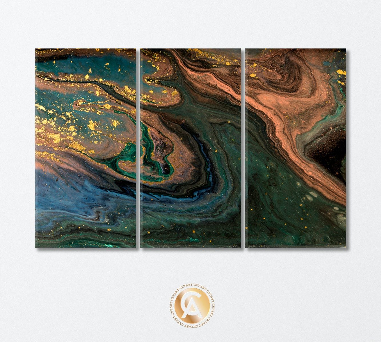 Mixed Dark Green and Brown Marble Canvas Print-Canvas Print-CetArt-3 Panels-36x24 inches-CetArt