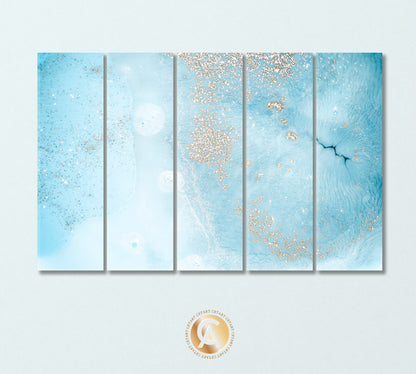 Abstract Soft Blue Curls of Marble Canvas Print-Canvas Print-CetArt-5 Panels-36x24 inches-CetArt