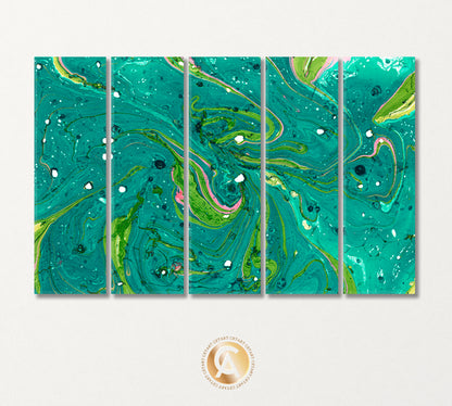Abstract Turquoise-Green Marble Pattern Canvas Print-Canvas Print-CetArt-5 Panels-36x24 inches-CetArt