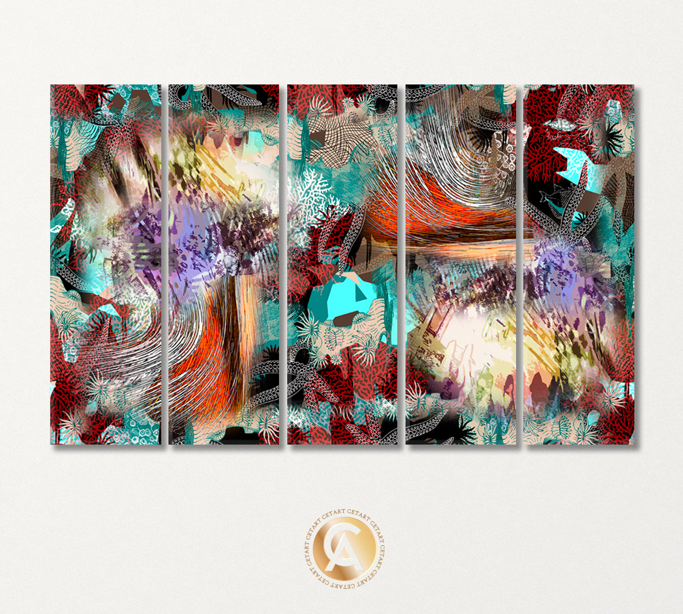 Abstract Swirls of Vibrant Colors Canvas Print-Canvas Print-CetArt-5 Panels-36x24 inches-CetArt
