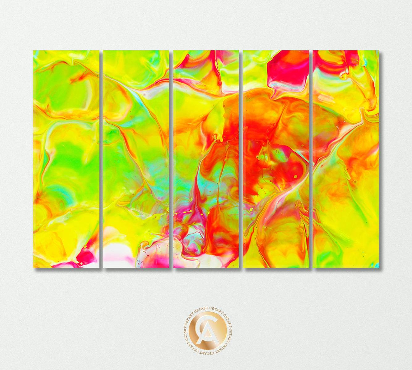 Abstract Yellow and Pink Colors Mix Canvas Print-Canvas Print-CetArt-5 Panels-36x24 inches-CetArt