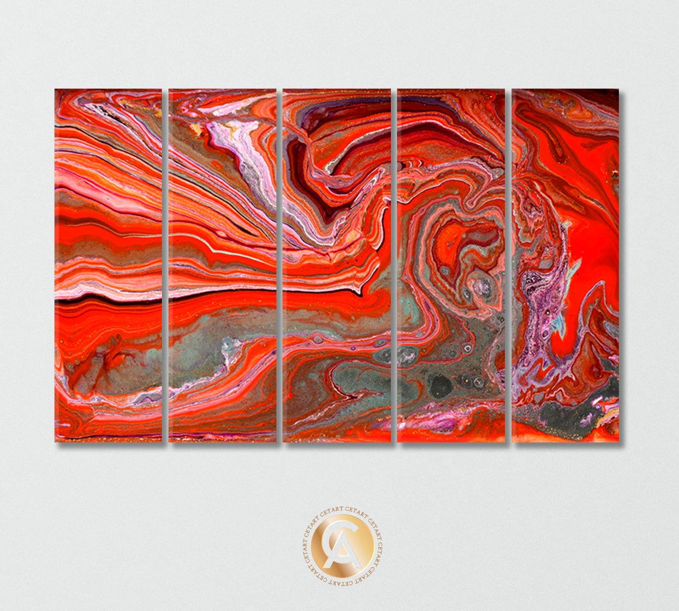 Combination of Red and Gray Agate Canvas Print-Canvas Print-CetArt-5 Panels-36x24 inches-CetArt