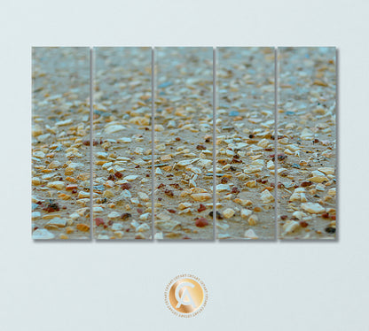 White Pebbles on a Sandy Beach Canvas Print-Canvas Print-CetArt-5 Panels-36x24 inches-CetArt