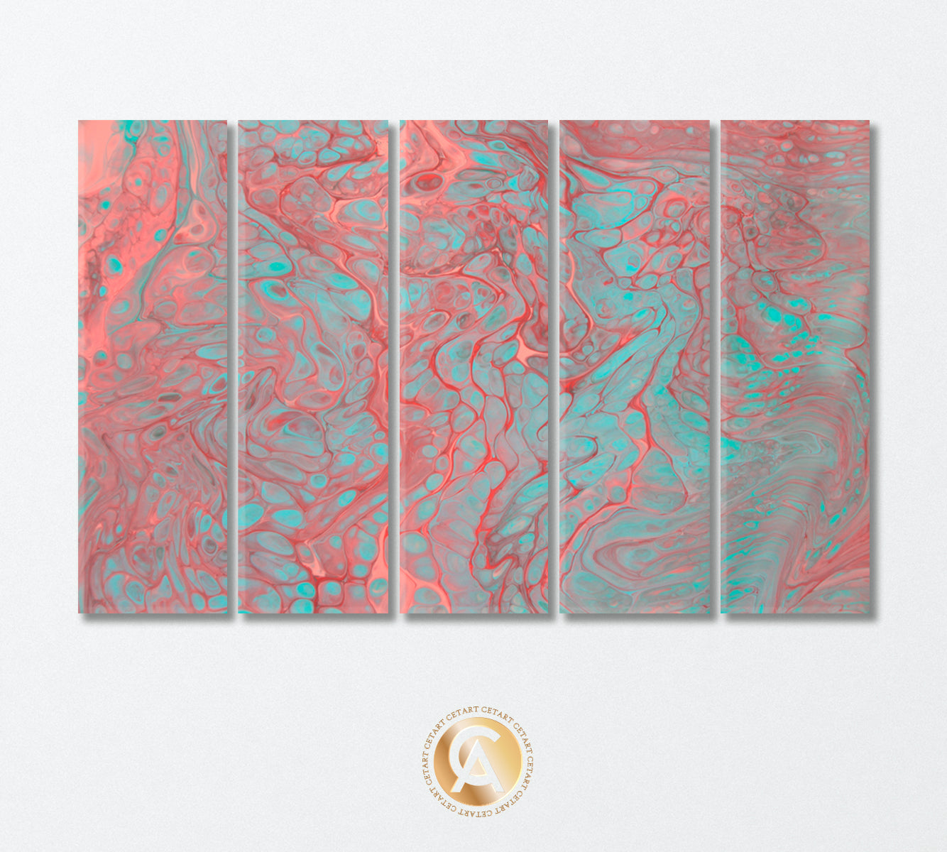 Abstract Pink and Blue Marble Canvas Print-Canvas Print-CetArt-5 Panels-36x24 inches-CetArt