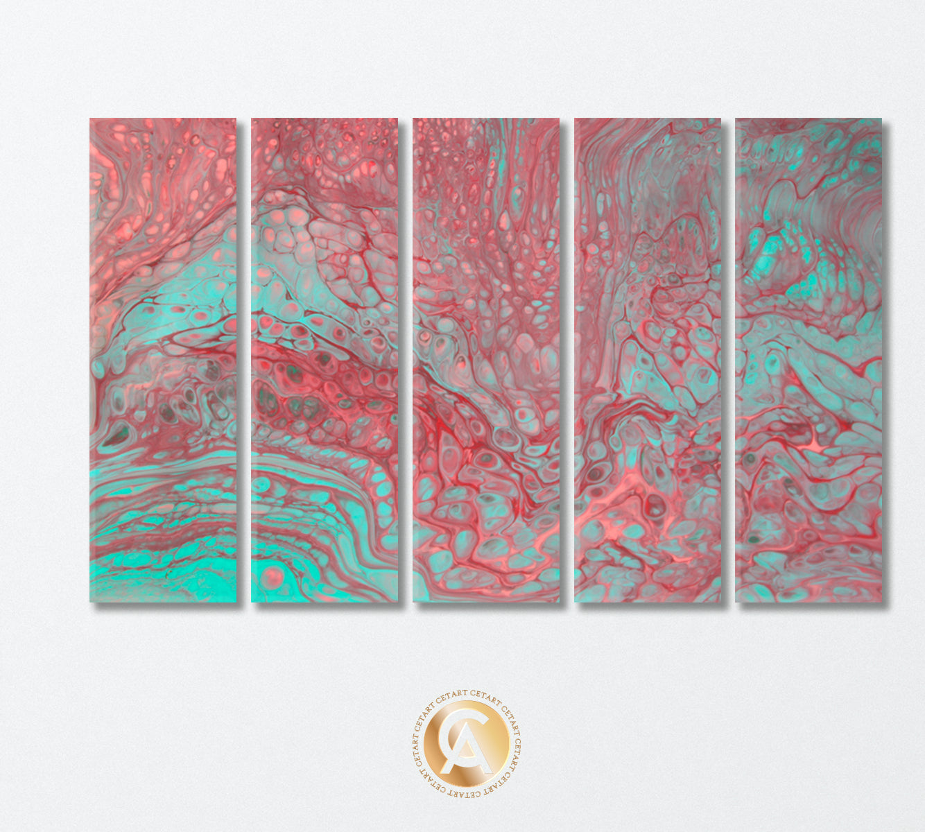 Abstract Pink and Blue Acrylic Bubbles Canvas Print-Canvas Print-CetArt-5 Panels-36x24 inches-CetArt