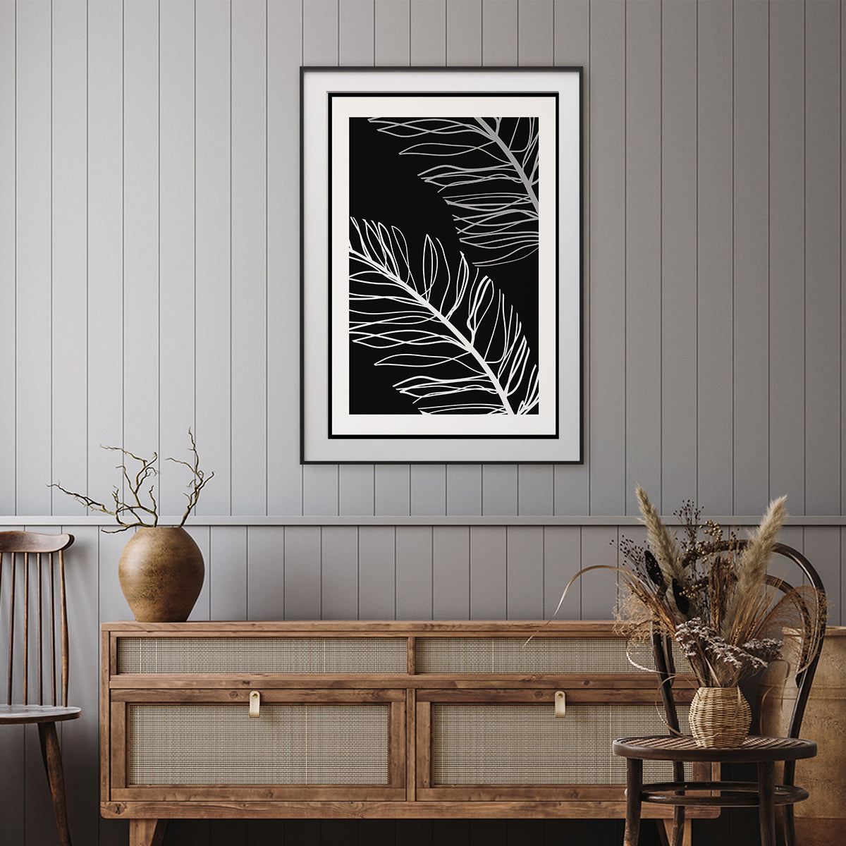 Poster Leaves Black And White Art-Vertical Posters NOT FRAMED-CetArt-8″x10″ inches-CetArt
