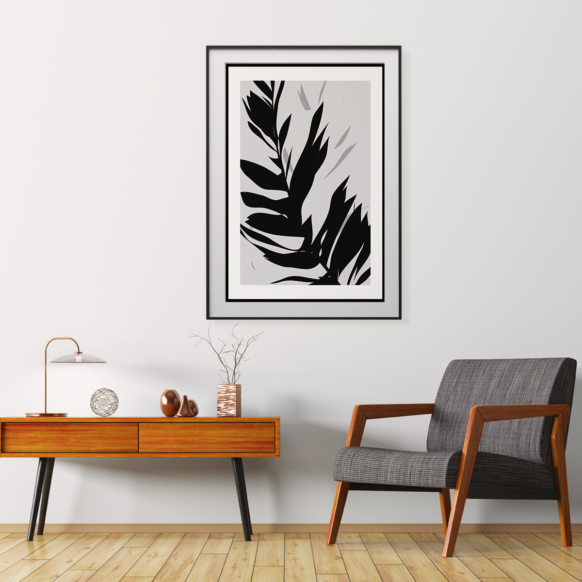 Minimalist Palm Leaves Black and White Posters-Vertical Posters NOT FRAMED-CetArt-8″x10″ inches-CetArt