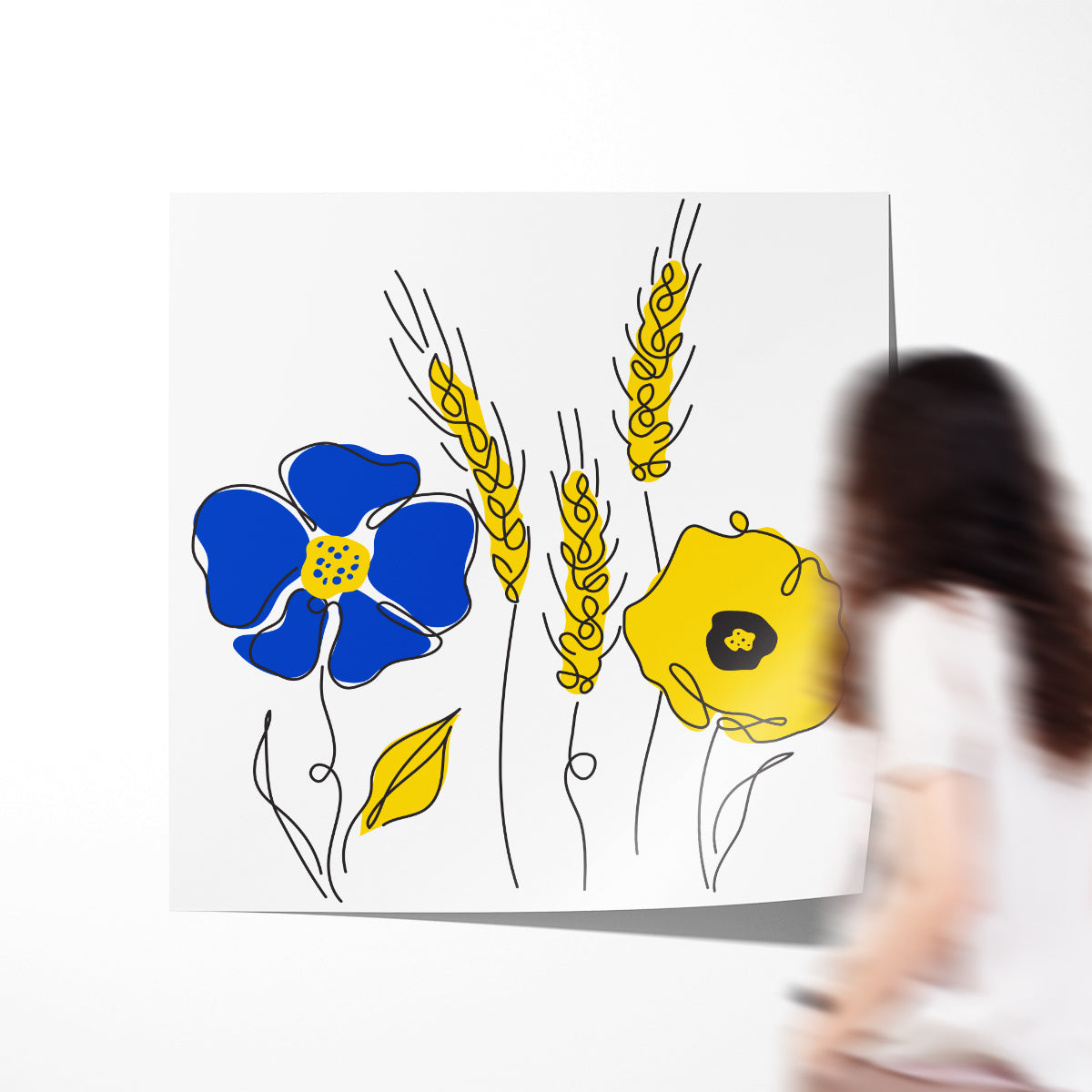 Flowers Poster National Colours of Ukraine Modern Art Prints-Square Posters NOT FRAMED-CetArt-8″x8″ inches-CetArt